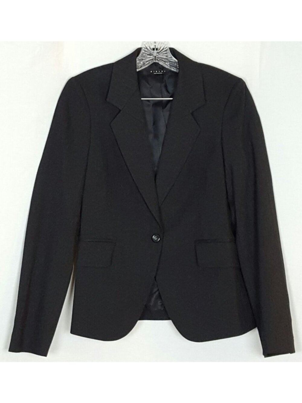 SISLEY womens one button two pocket dark gray professional blazer sz 6 sz 40